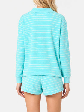 Sweat-shirt rayé en éponge bleu clair Magda 