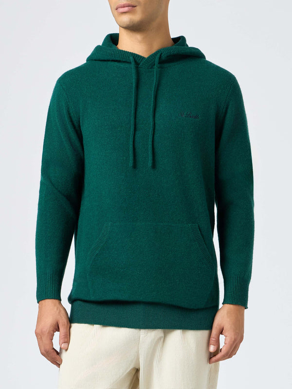 Man British green lambswool hooded sweater Mahony