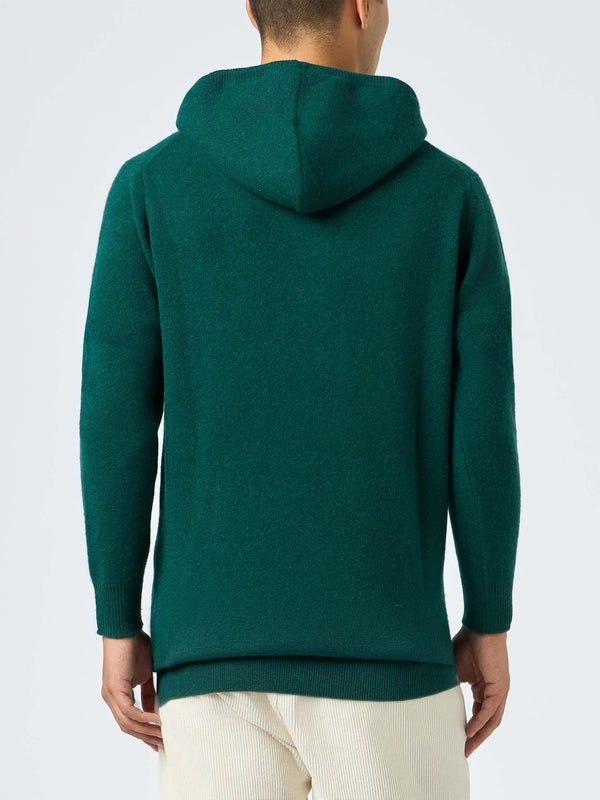 Man British green lambswool hooded sweater Mahony