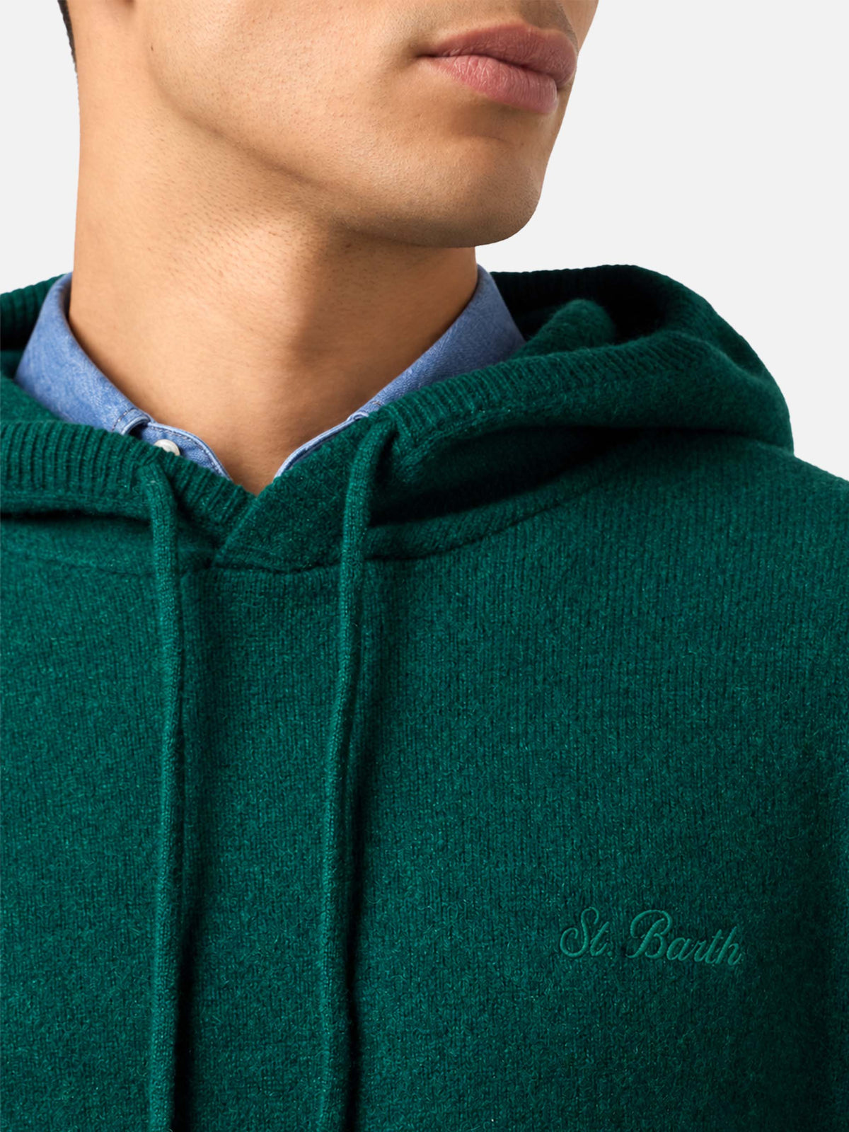Mahony Kapuzenpullover aus Wolle in Uni-British-Green 