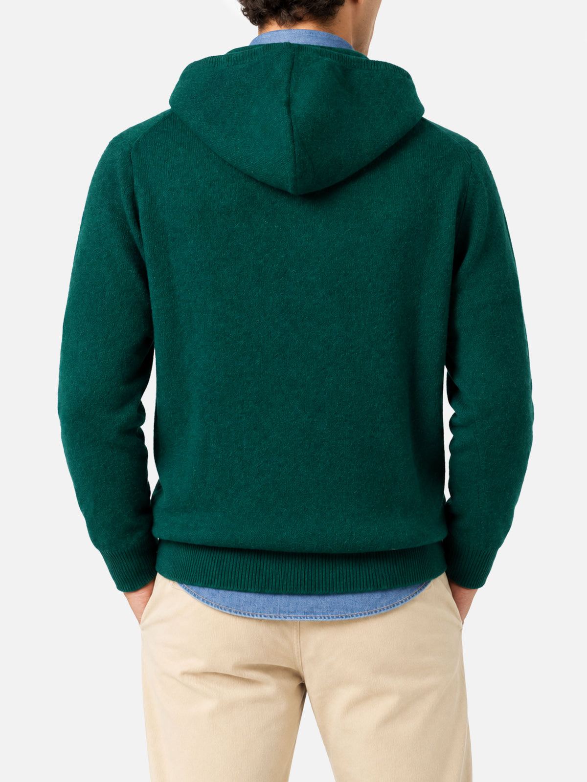 Mahony Kapuzenpullover aus Wolle in Uni-British-Green 