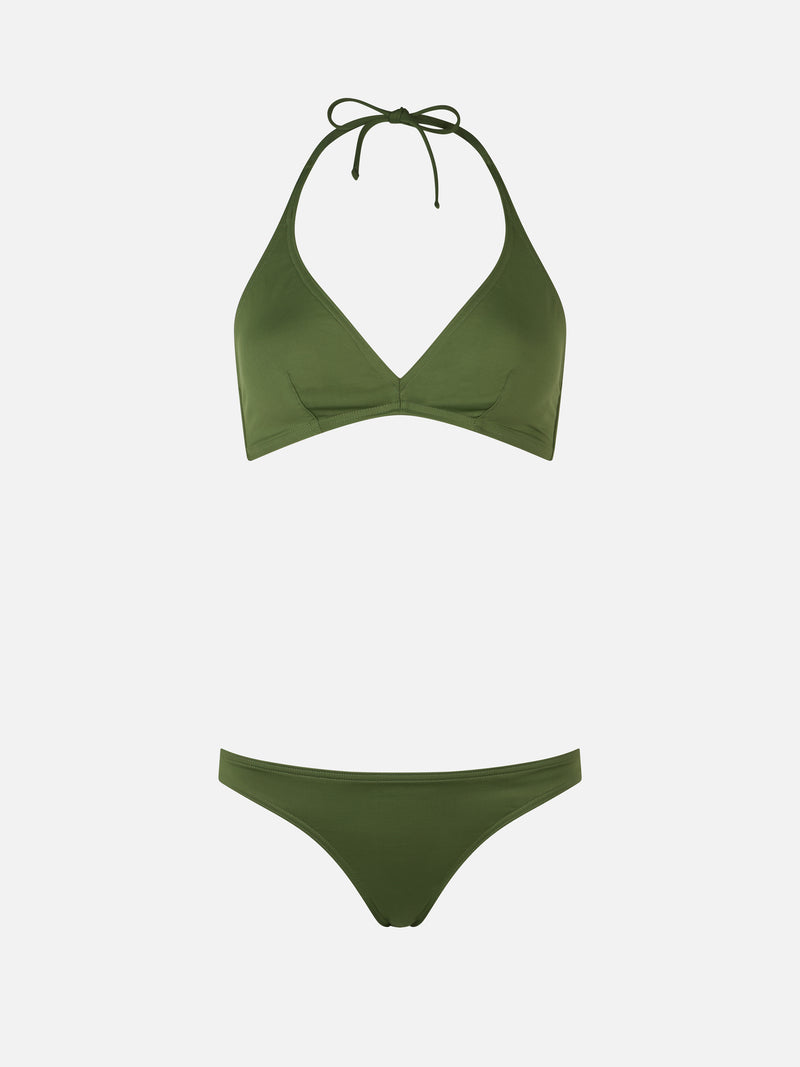 Woman military green triangle bralette bikini Gaia Maia