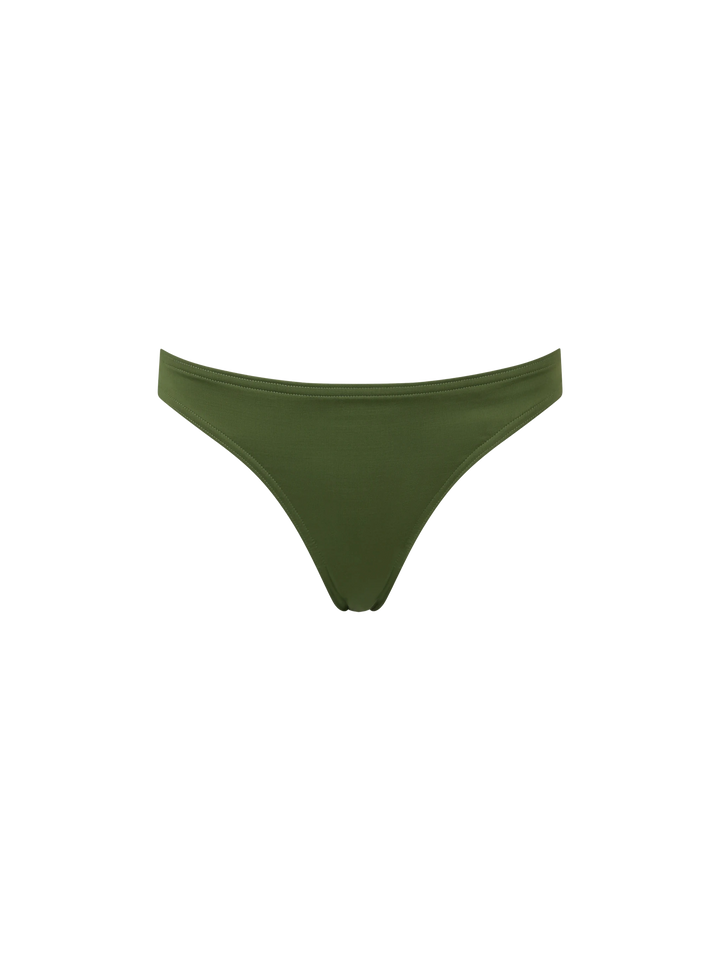 Maia high-waist military green swim briefs - Celestine military green one-shoulder bralette top - MC2 Saint Barth