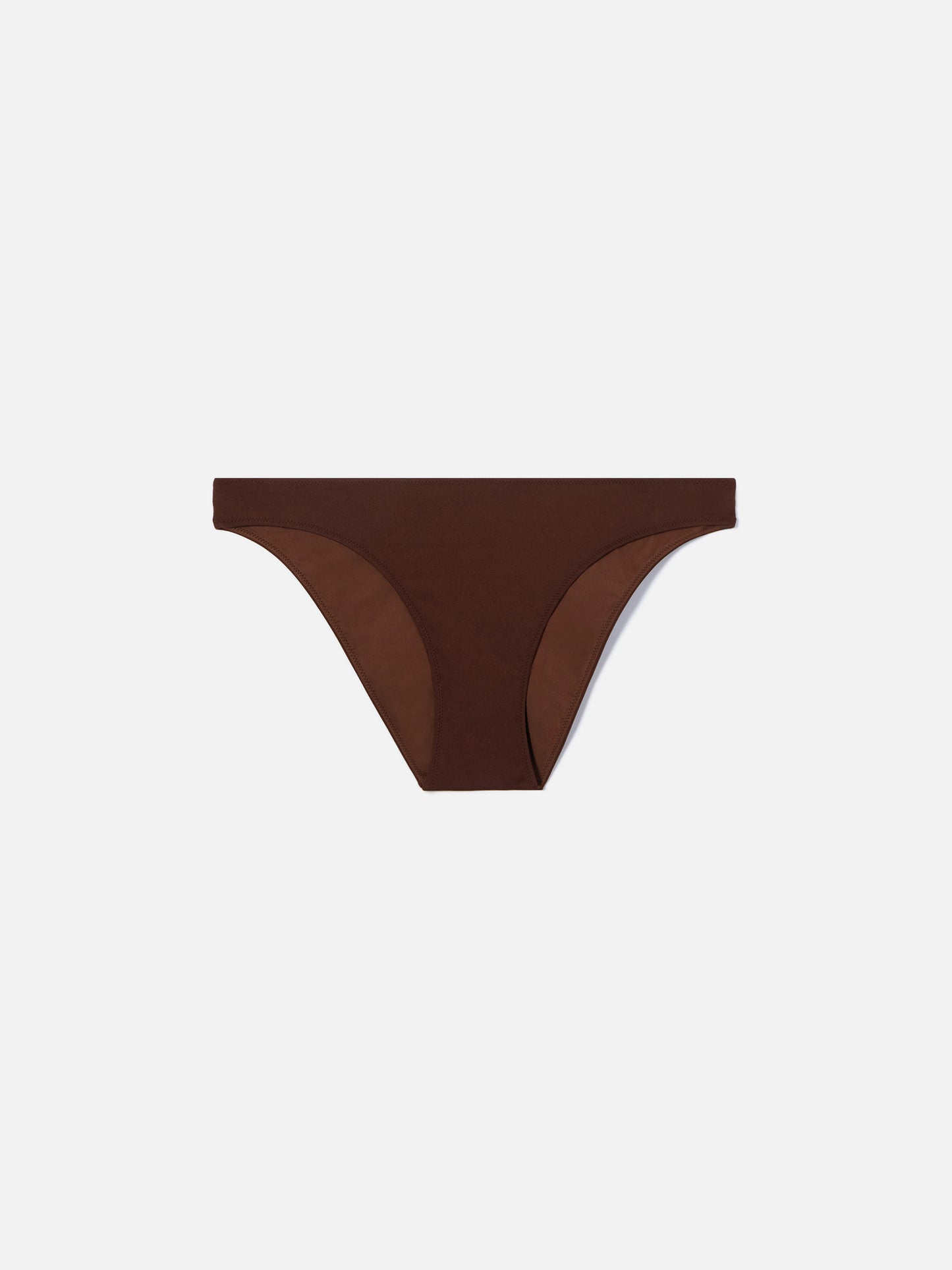 Classic Maia bikini bottoms in solid brown stretch fabric