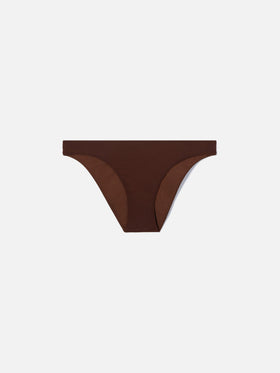Classic Maia bikini bottoms in solid brown stretch fabric