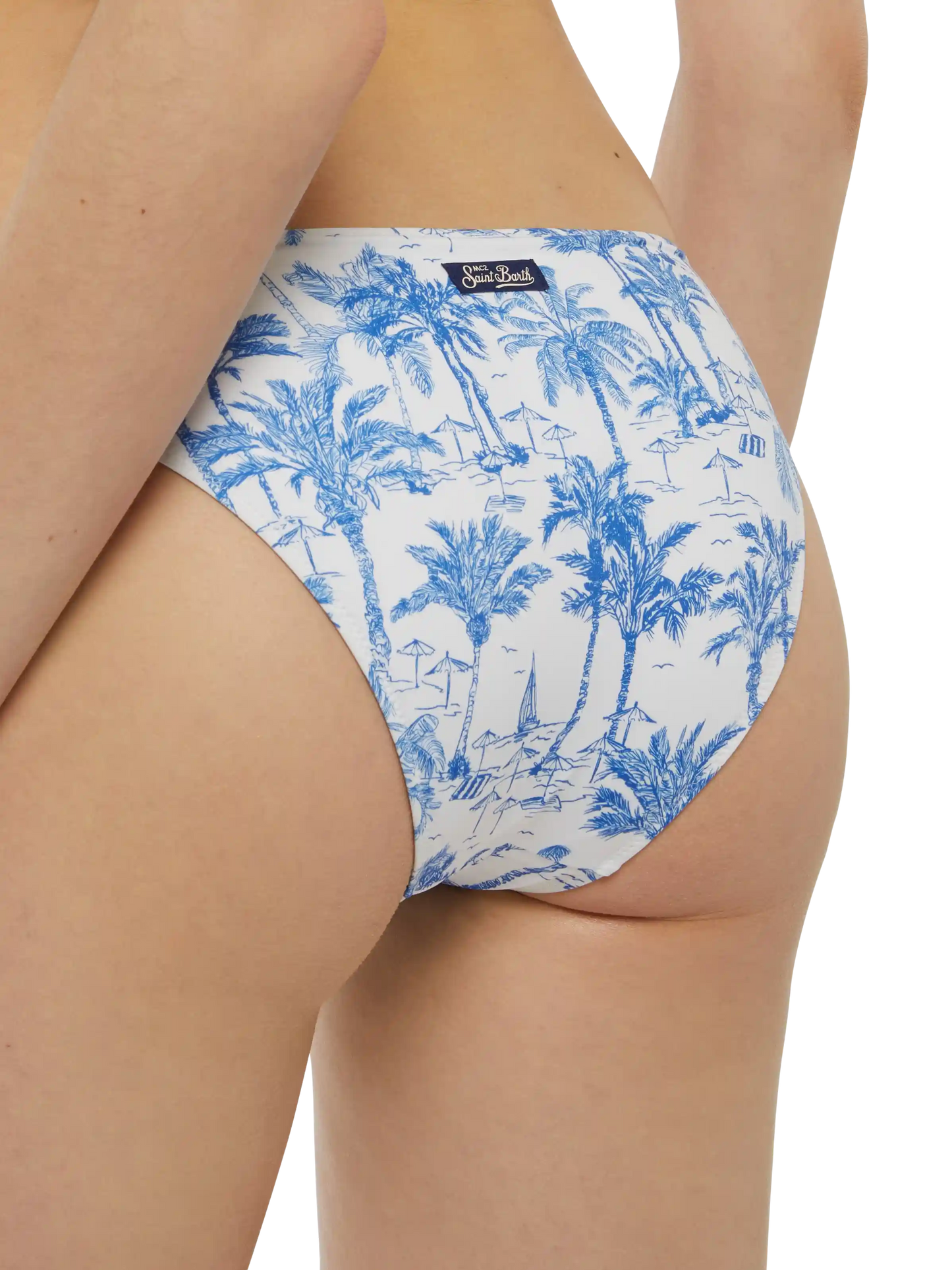 Bralette bikini Gaia Maia with toile de jouy print