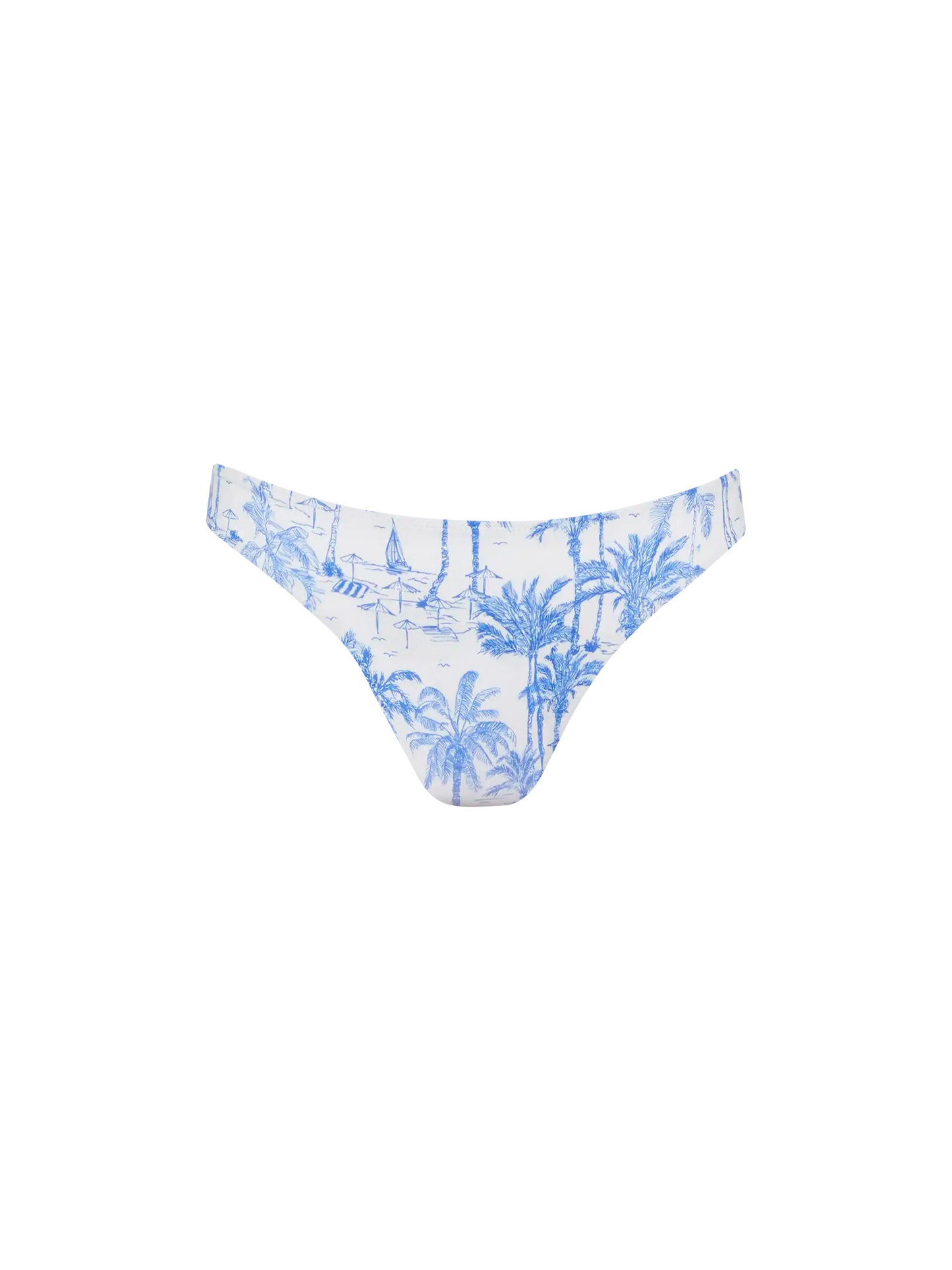 Maia high-waist swim briefs with toile de jouy print