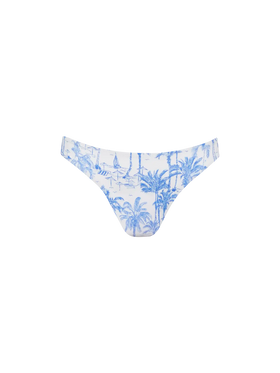 Maia high-waist swim briefs with toile de jouy print