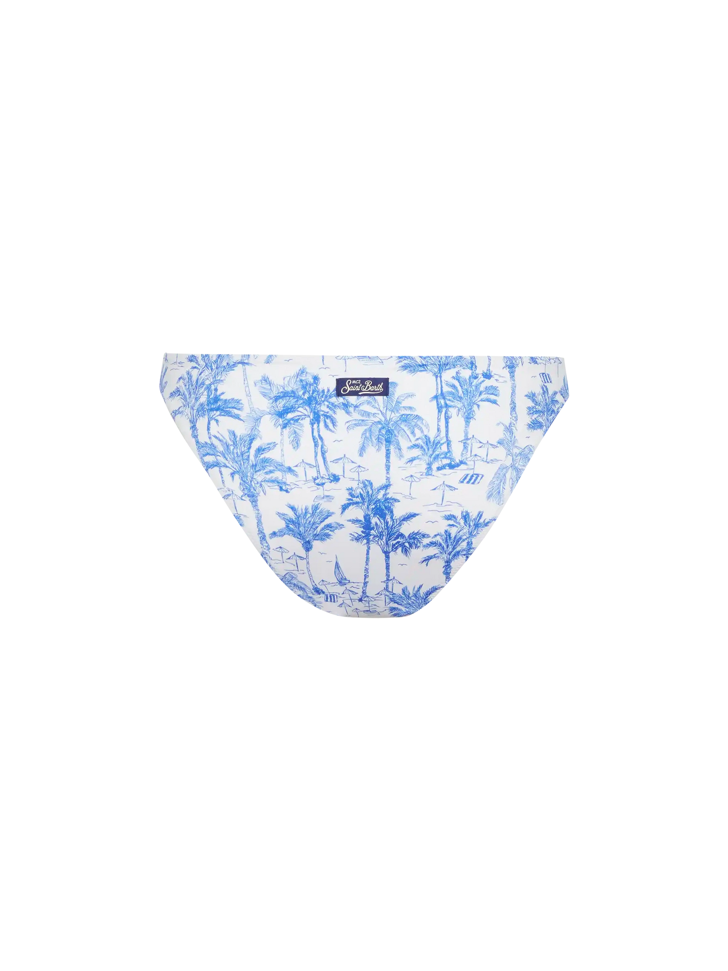 Maia high-waist swim briefs with toile de jouy print