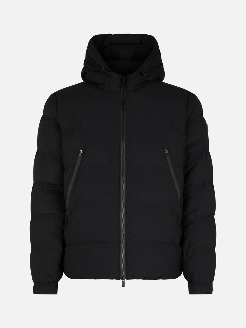 Schwarze Steppjacke mit Kapuze für Herren von Maier