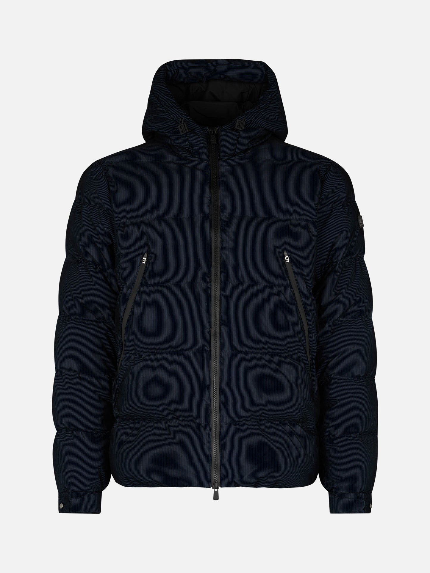 Piumino da uomo blu navy con cappuccio in velluto a coste Maier
