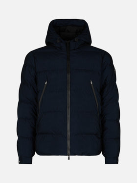 Piumino da uomo blu navy con cappuccio in velluto a coste Maier