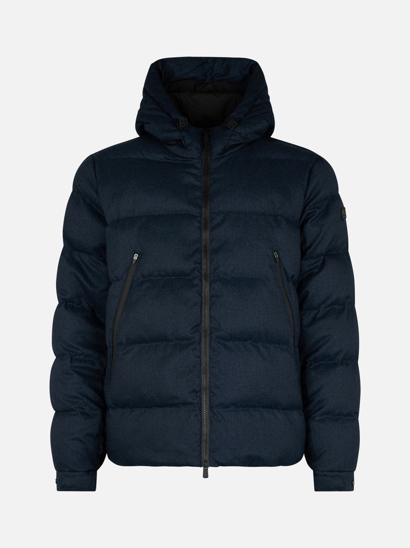 Marineblaue Steppjacke aus Flanell mit Kapuze für Herren von Maier