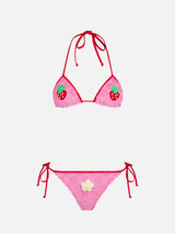 Woman terry embossed triangle bikini Maleah with patches | BEEPY BELLA SPECIAL EDITION