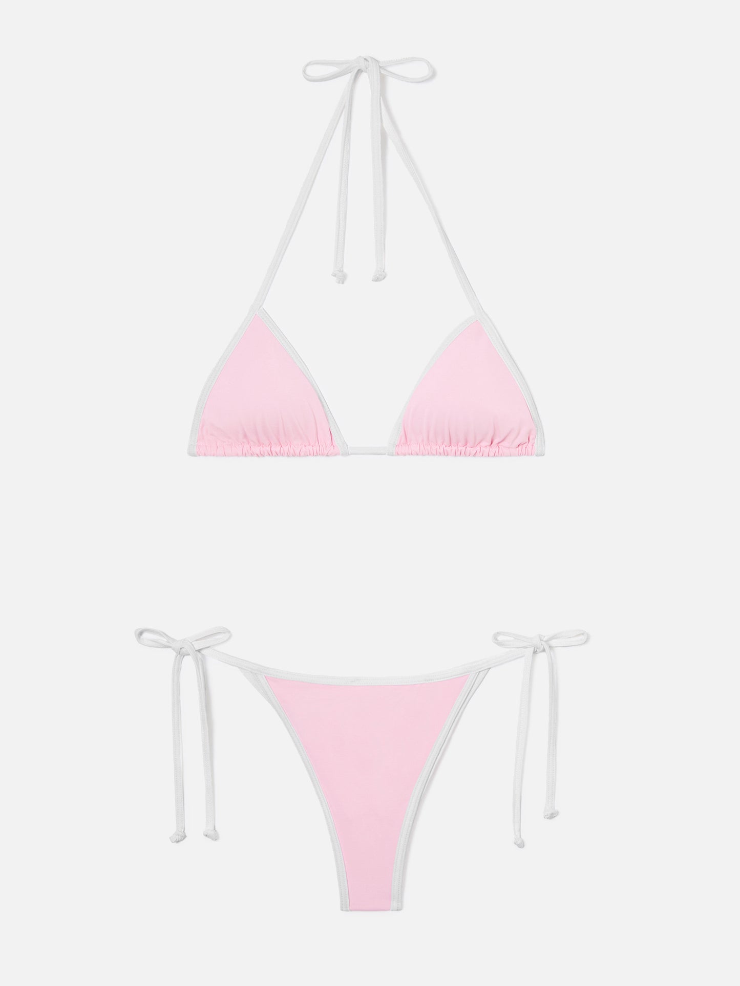 Leah Marielle light pink and white bikini with contrast trims