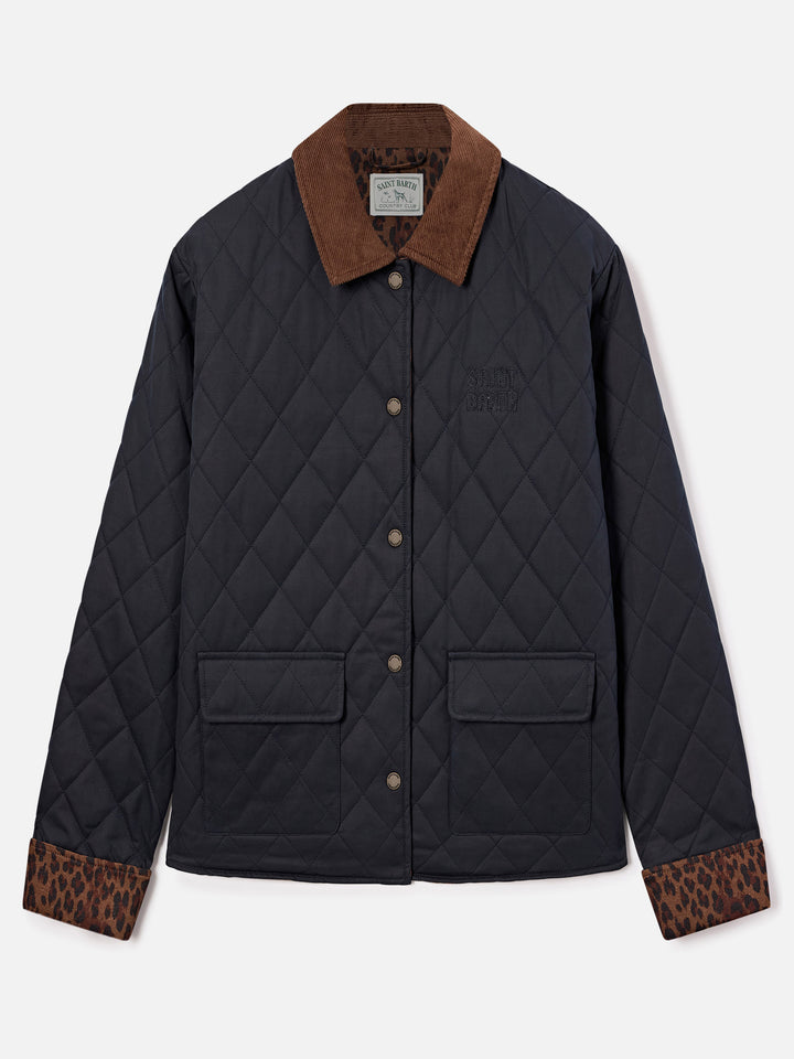 Veste matelassée cirée en coton mélangé Margaux Navy blue 