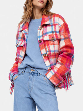 Surchemise-veste Marceline en tartan avec franges 