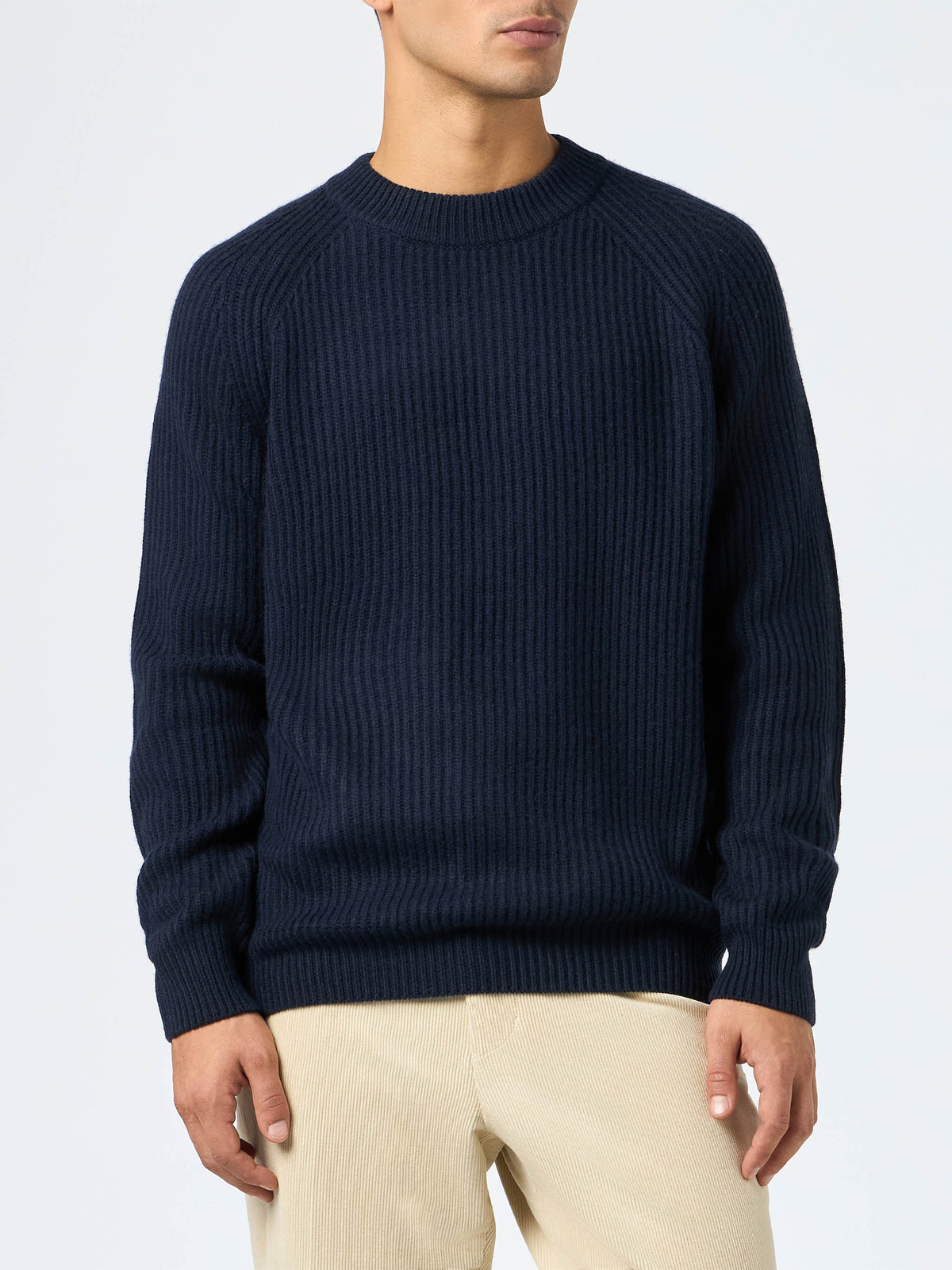 Navy blue ribbed sweater Marine in BLENDED CASHMERE – MC2 Saint Barth