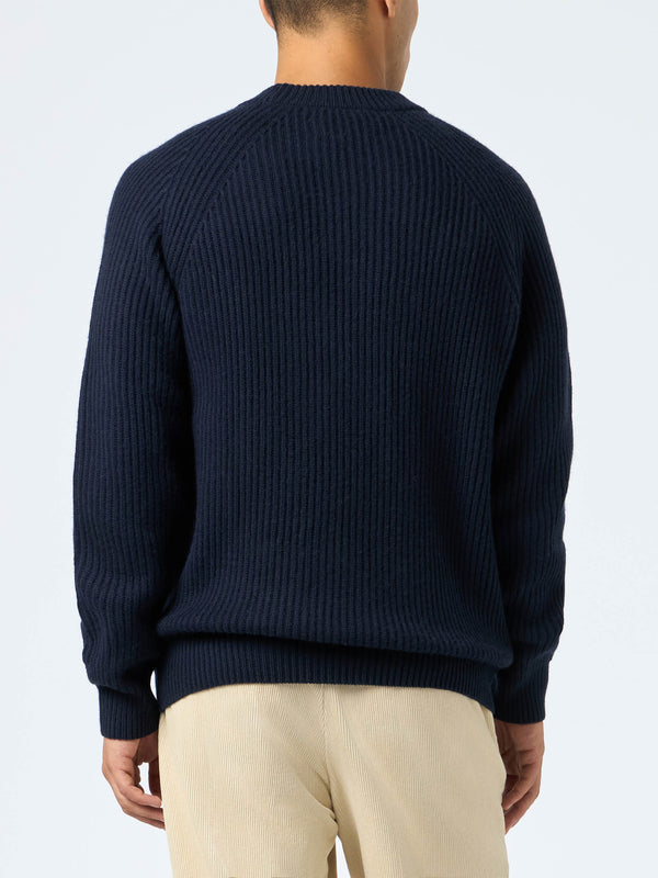 Marineblauer Rippenpullover für Herren Marine