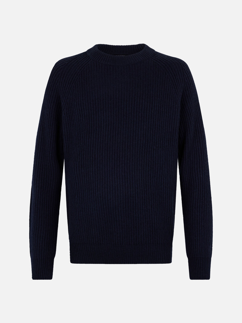 Maglione a coste blu navy da uomo Marine