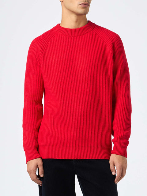 Man red ribbed sweater Marine - MC2 Saint Barth