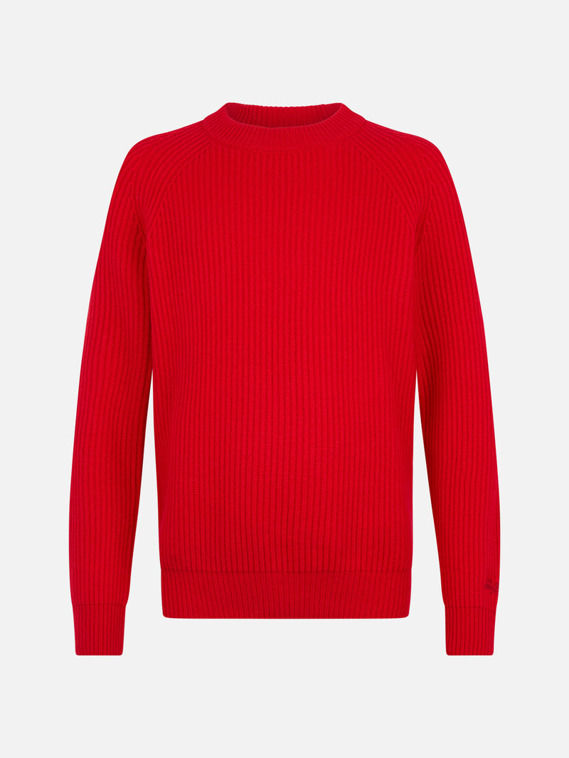 Maglione a coste rosso da uomo Marine