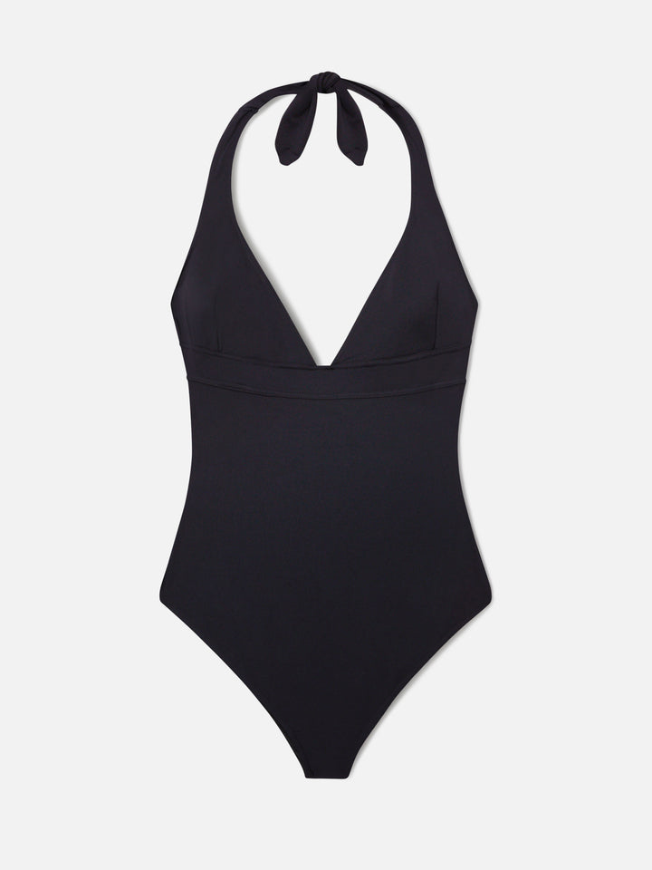 Costume intero Marylin nero con allacciatura al collo 