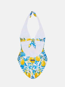 Marylin one-piece swimsuit with majolica print