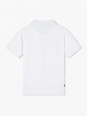Polo de piqué de algodón blanco para niño con bordado 