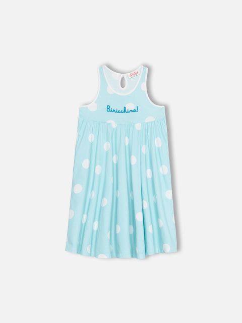 Girl cotton dress Masha with print and "Biricchina" embroidery - MC2 Saint Barth