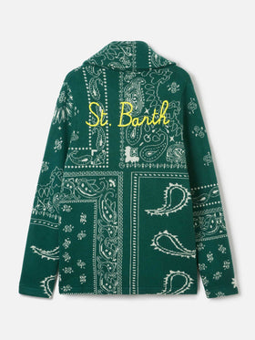 Giacca Max in maglia con jacquard bandana e ricamo