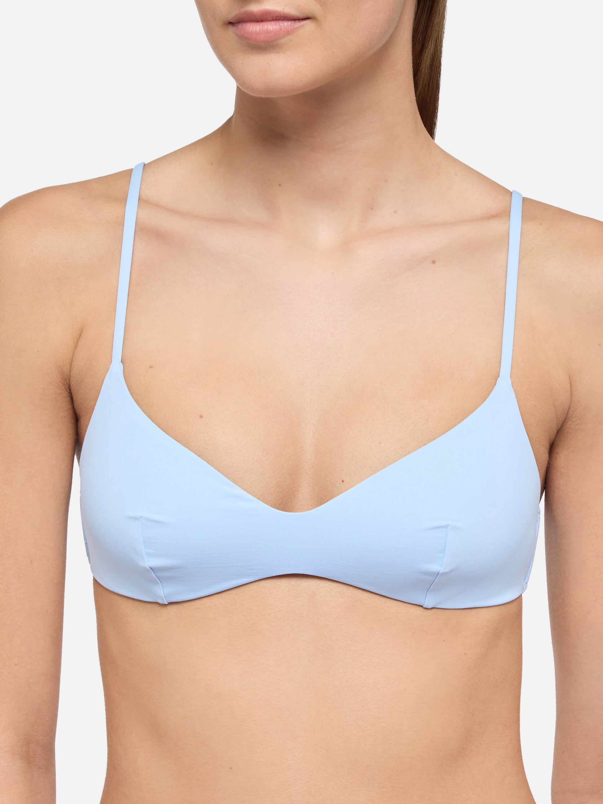 Virgo light blue classic swim briefs - May light blue scoop bralette top - MC2 Saint Barth