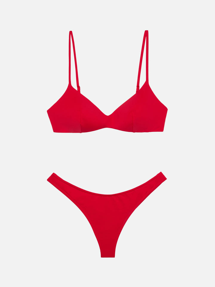 Naomi slip mare cheeky color rosso - Top bralette scollato May rosso