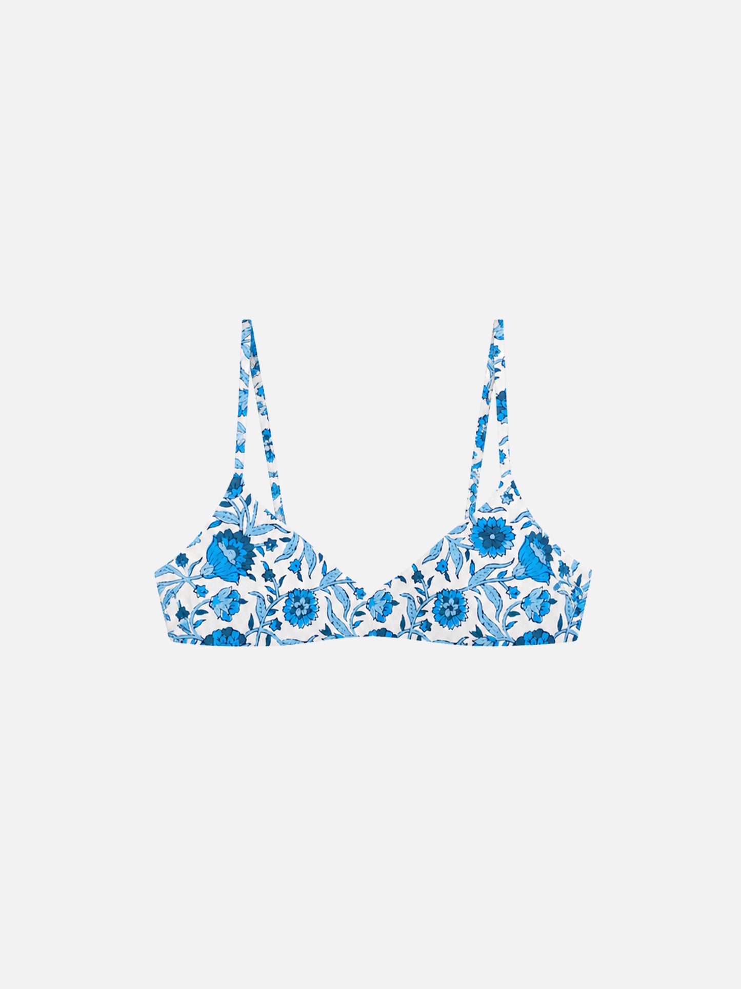 Top bikini May bralette con stampa batick azzurra