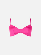 Top da spiaggia fucsia con bralette a scollo tondo da donna May