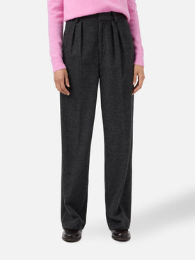 Pantaloni dritti Marcel grigio melange con pinces