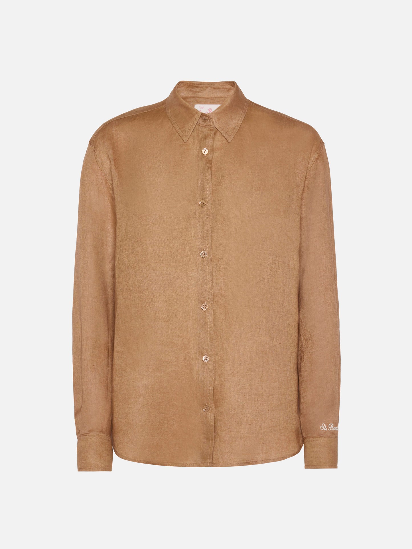 Meredith camel linen classic shirt