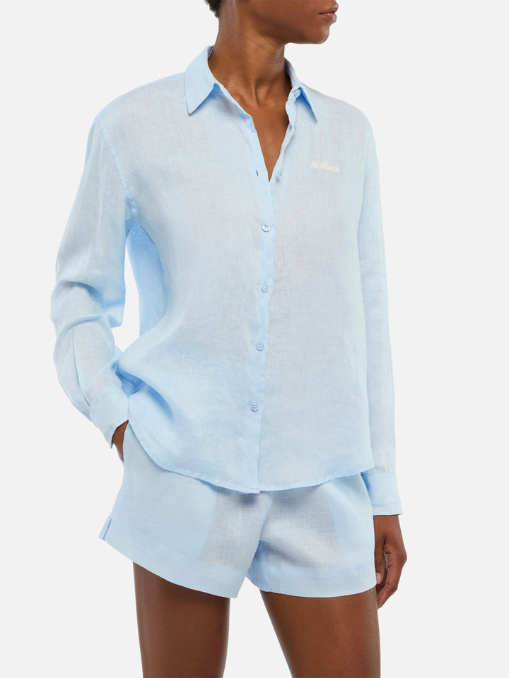 Camicia classica in lino Meredith con ricamo Saint Barth