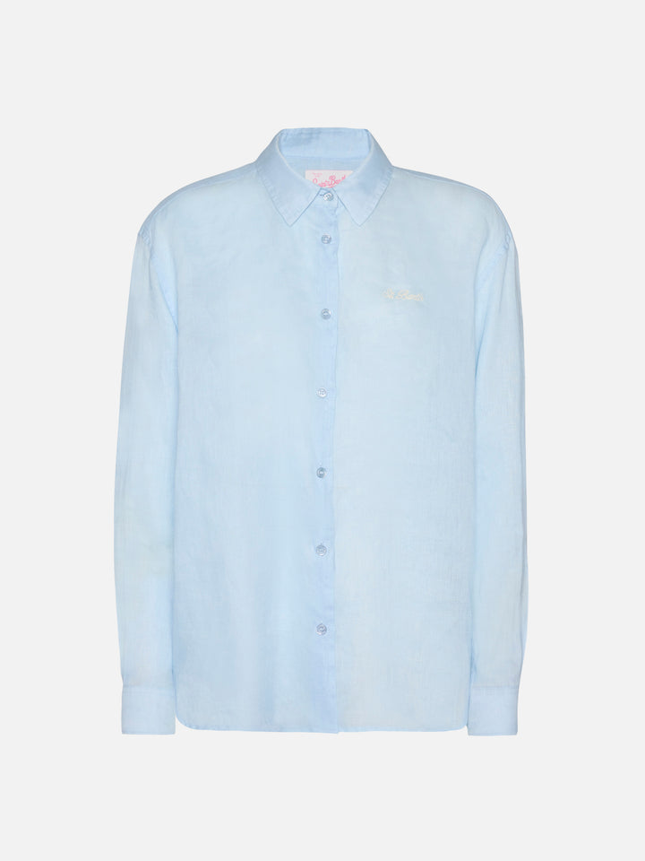 Camicia classica in lino Meredith con ricamo Saint Barth