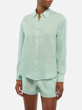 Meredith linen classic shirt with Saint Barth embroidery