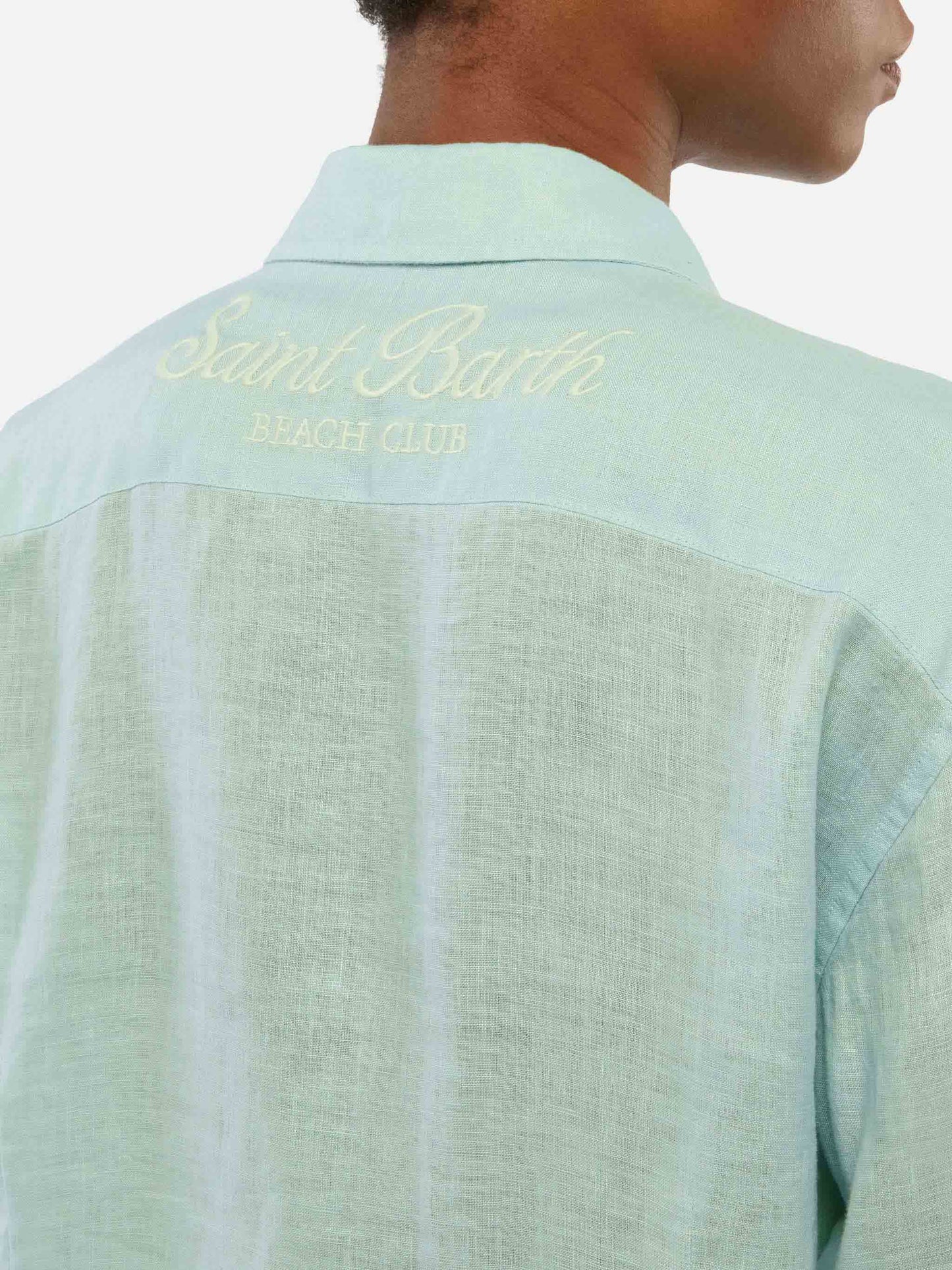 Meredith linen classic shirt with Saint Barth embroidery