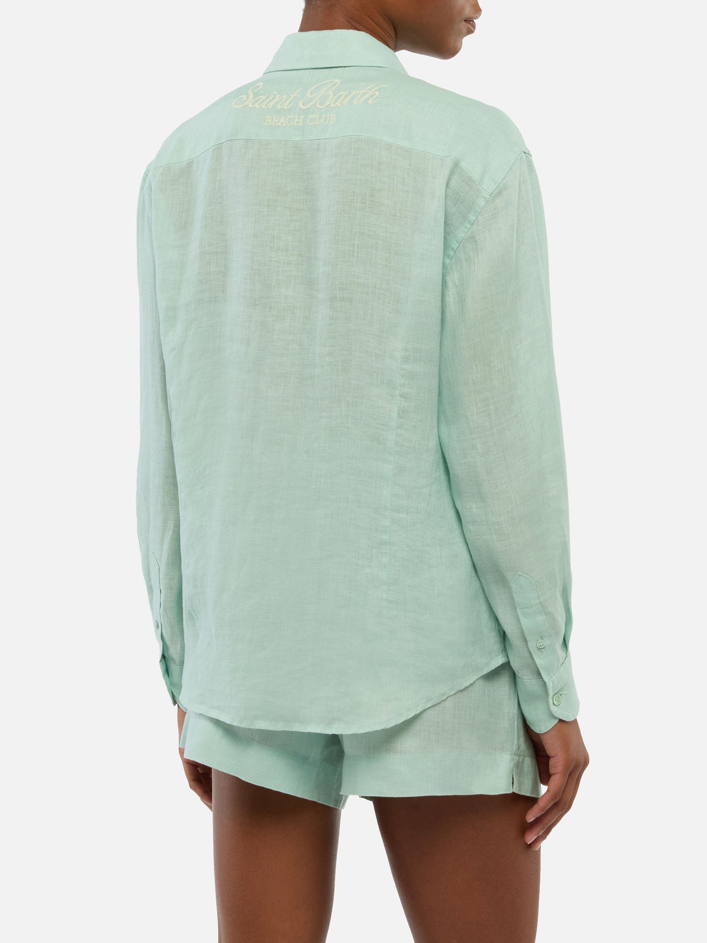 Meredith linen classic shirt with Saint Barth embroidery