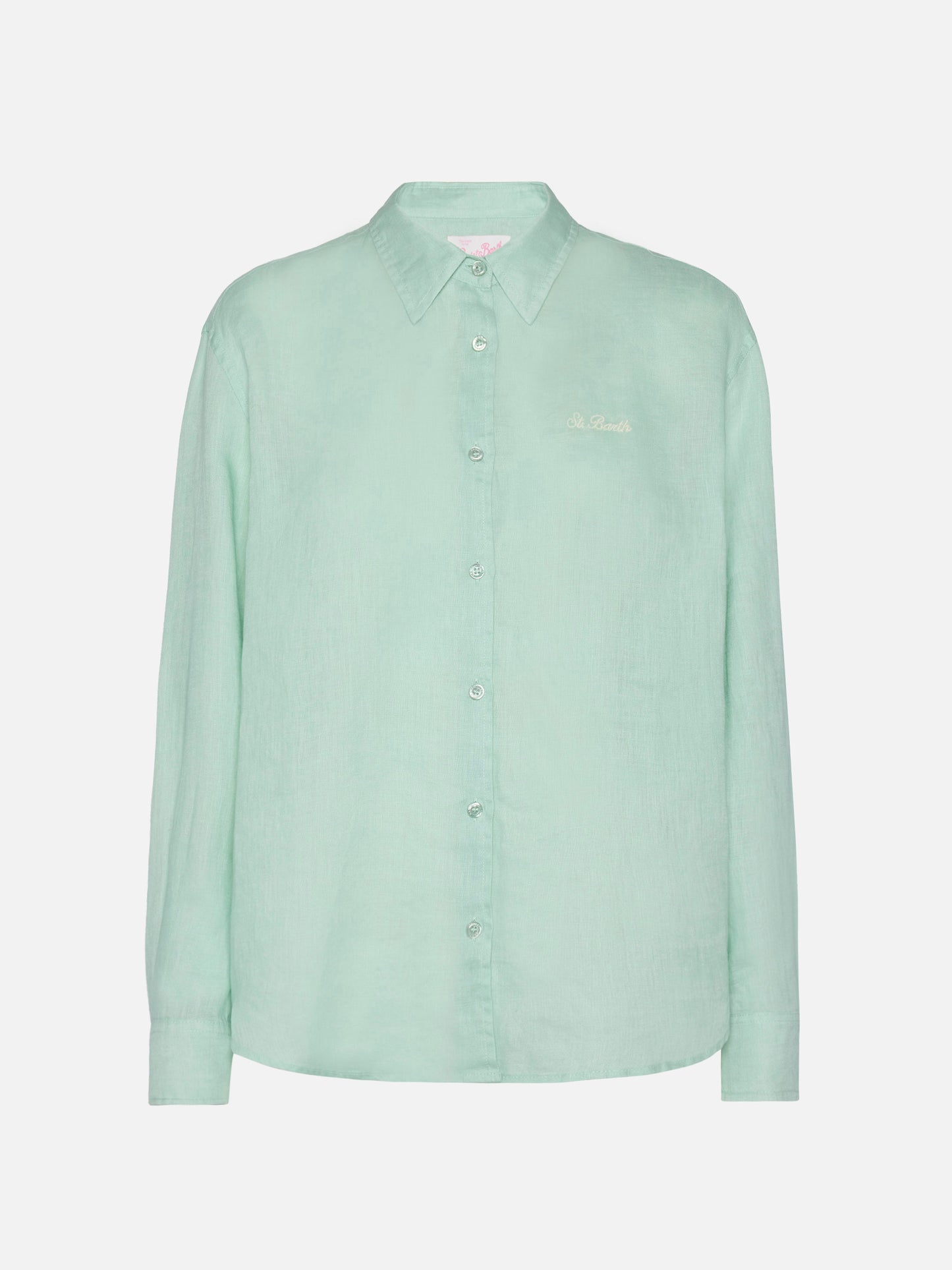 Meredith linen classic shirt with Saint Barth embroidery