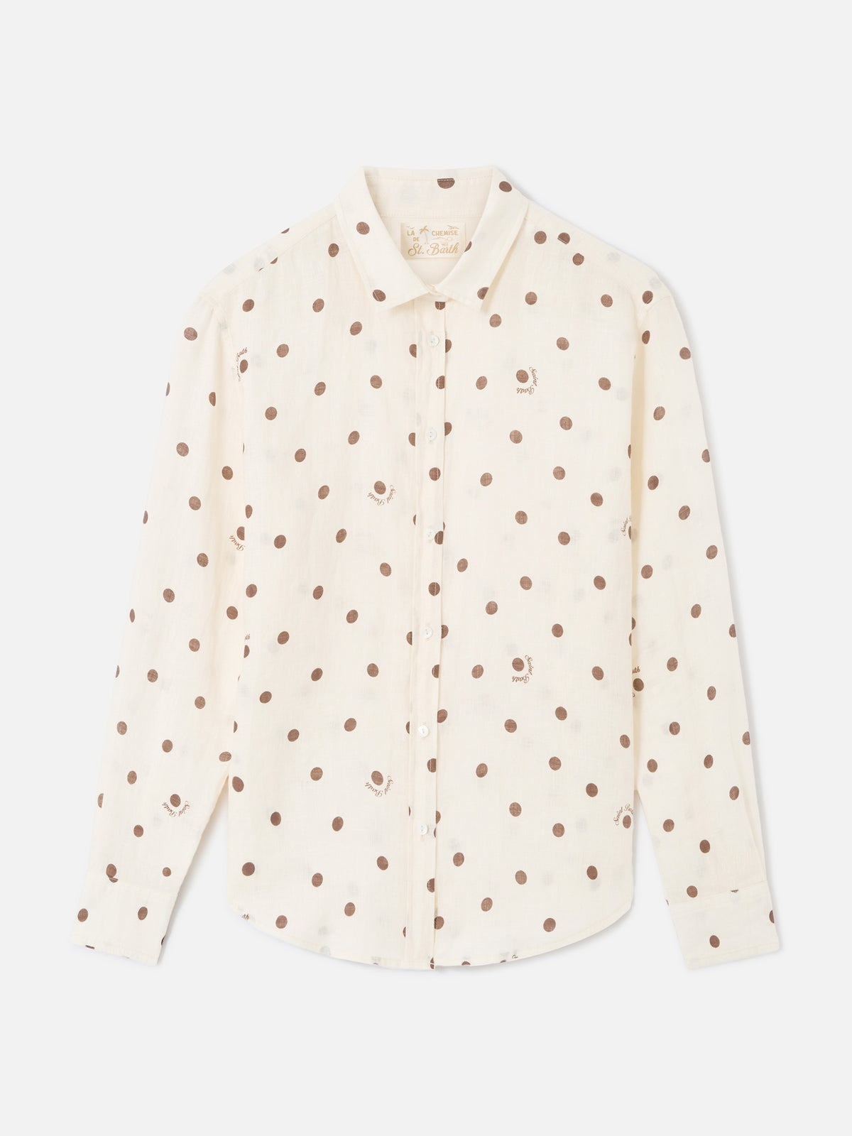 Camisa Meredith de lino con lunares y bordado Saint Barth 