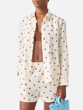 Camisa Meredith de lino con lunares y bordado Saint Barth 