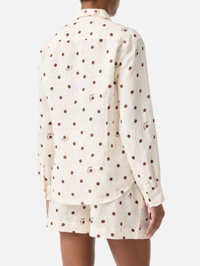 Camisa Meredith de lino con lunares y bordado Saint Barth 
