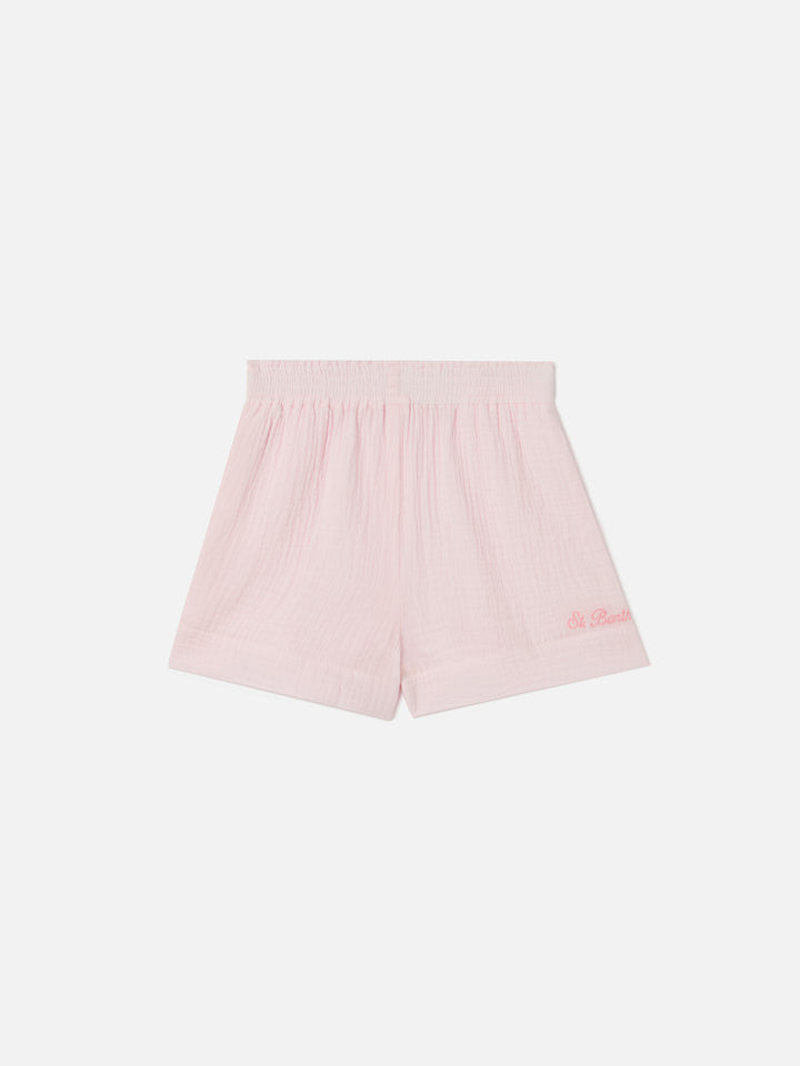 Meave Jr cotton muslin shorts in pink