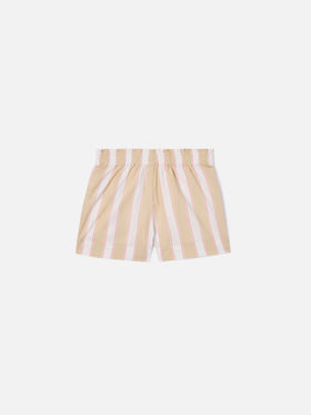 Meave Jr cotton poplin shorts with beige, white and pink stripes
