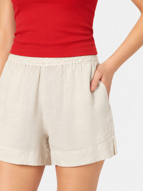 Meave Shorts aus cremefarbenem Leinen 