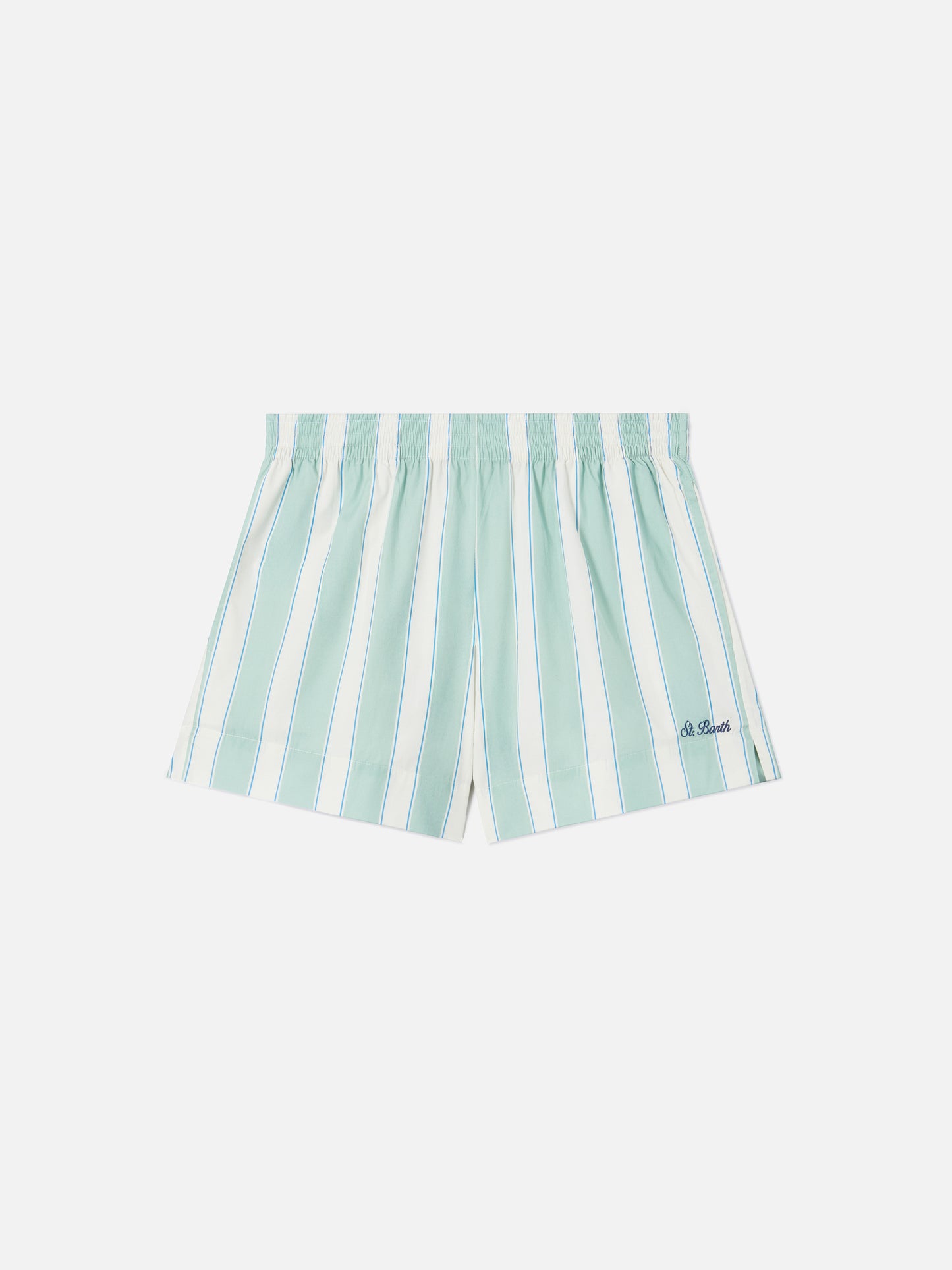 Green striped Meave cotton shorts